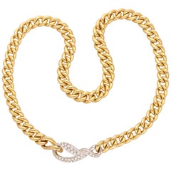 18 Karat Yellow and White Gold Diamonds Pomellato Groumette Necklace, circa 1990