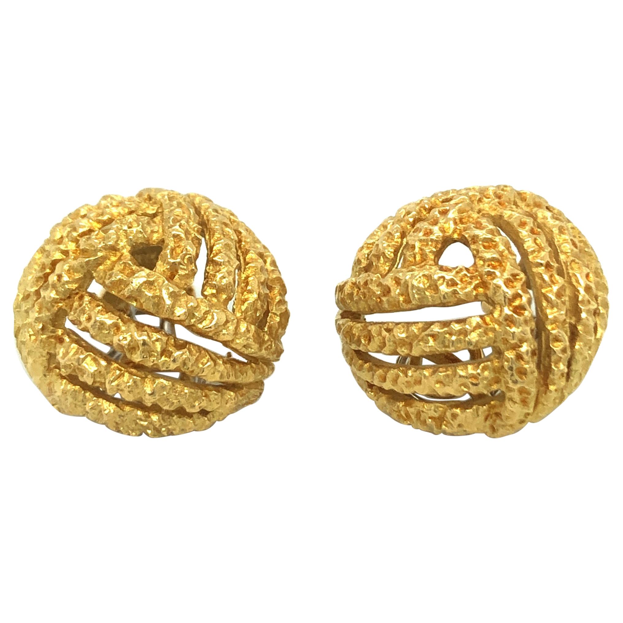 18 Karat Yellow and White Gold Earclips by Gubelin