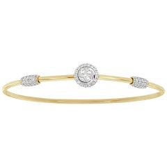 Bangle in oro giallo e bianco 18 carati con diamanti rotondi a raggiera "2/3 carati