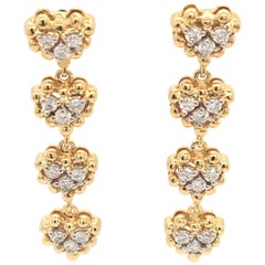 18 Karat Yellow and White Gold HeartPair of Earrings with Diamonds Made in Italy 18 Karat Yellow and White Gold HeartPair of Earrings with Diamonds Made in Italy