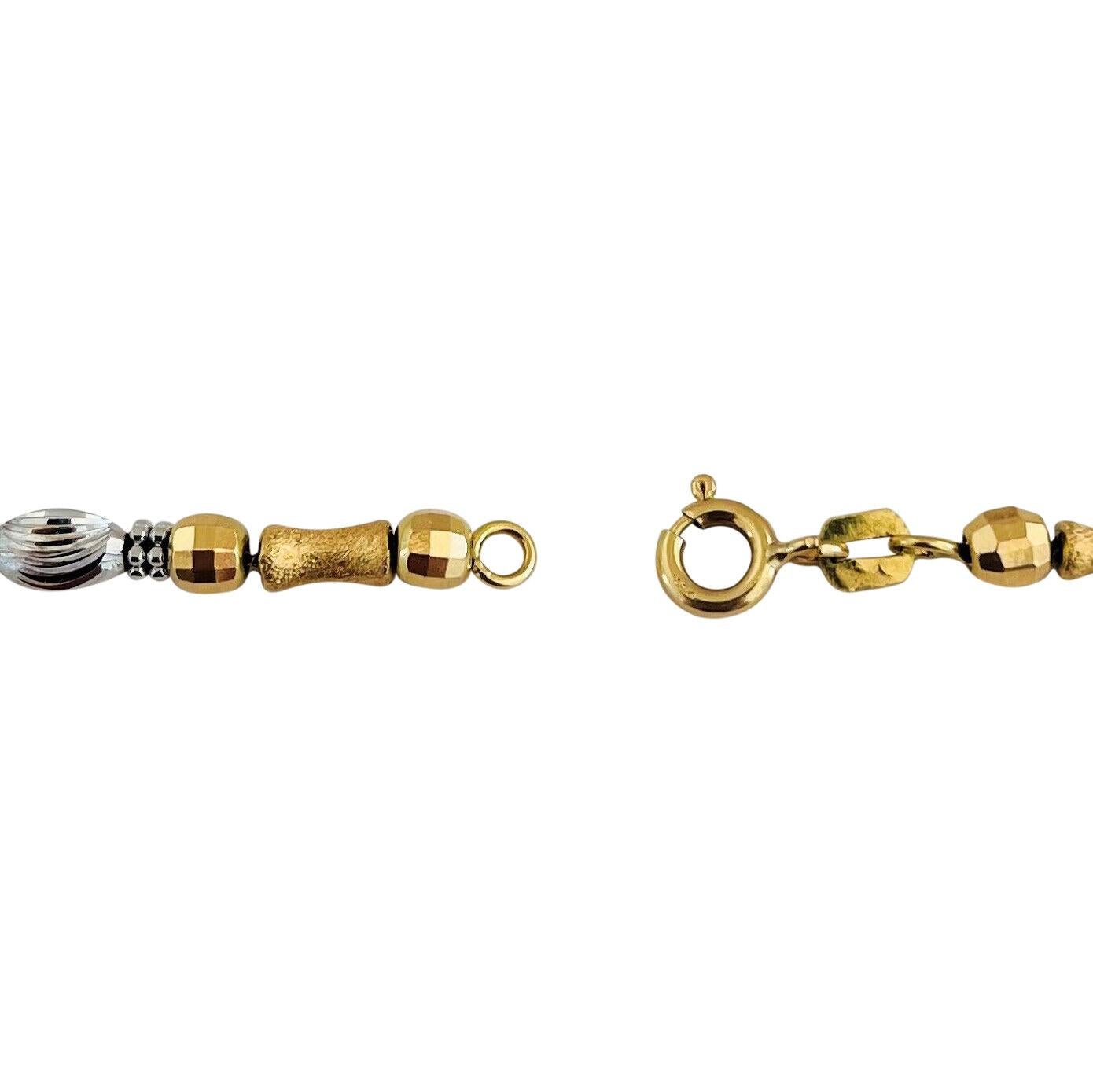 18 Karat Yellow and White Gold Ladies Fancy Beaded Link Bracelet, Italy  1