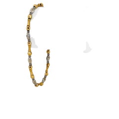 18 Karat Yellow and White Gold Ladies Fancy Beaded Link Bracelet, Italy 
