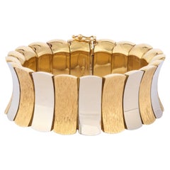 Bracciale a maglie in oro giallo e bianco 18 carati, Italia Circa 1965