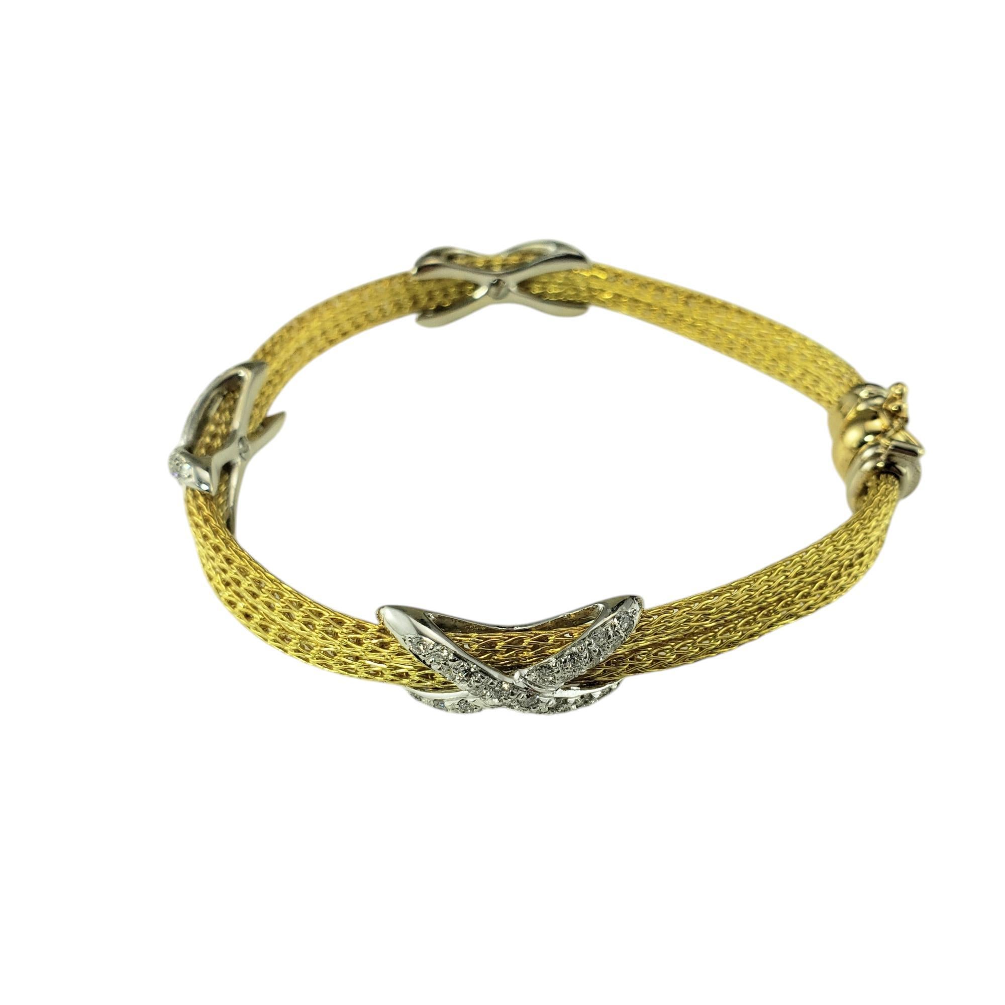 18 Karat Yellow and White Gold Mesh and Diamond 