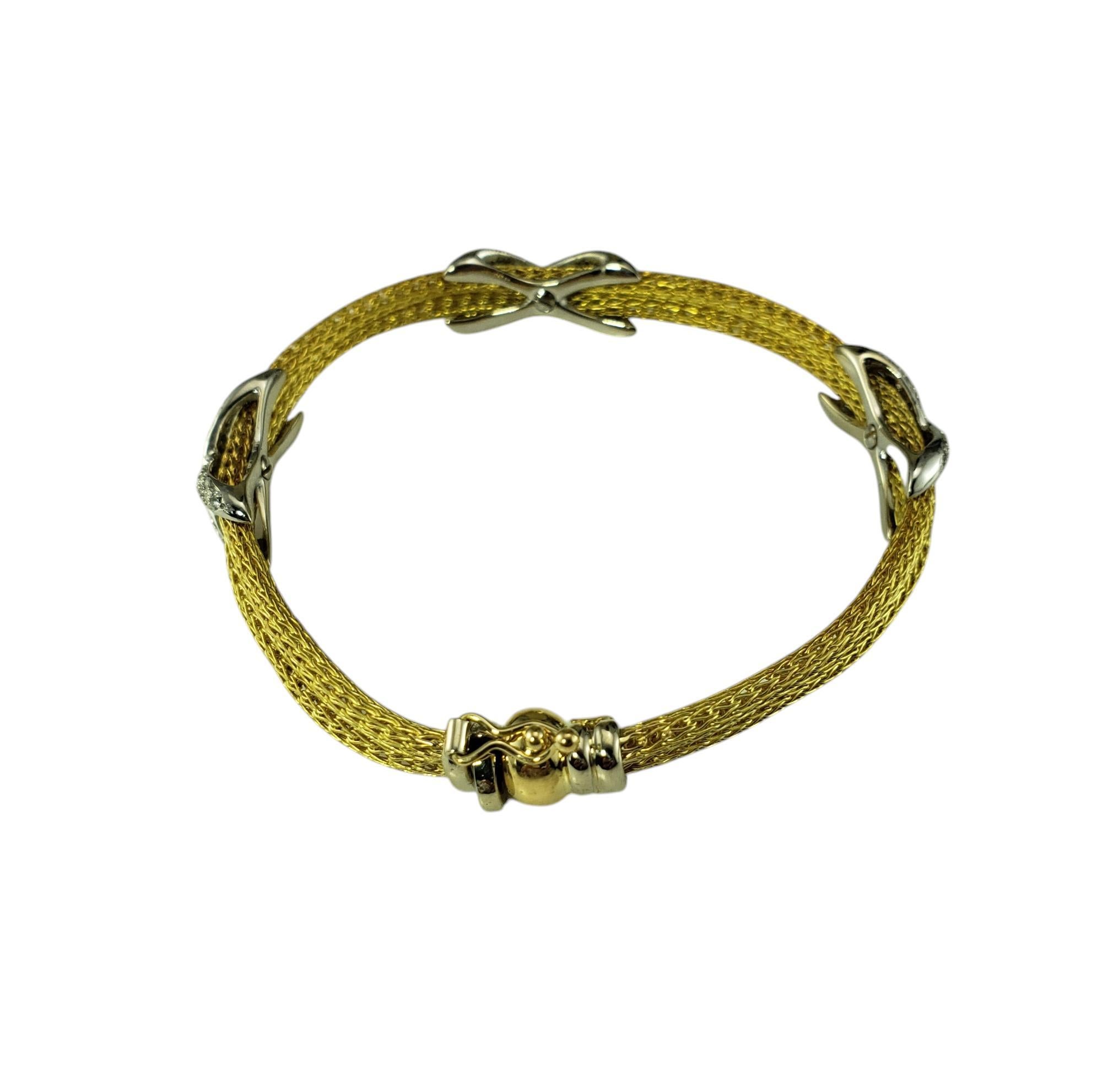 Contemporary 18 Karat Yellow and White Gold Mesh Diamond 