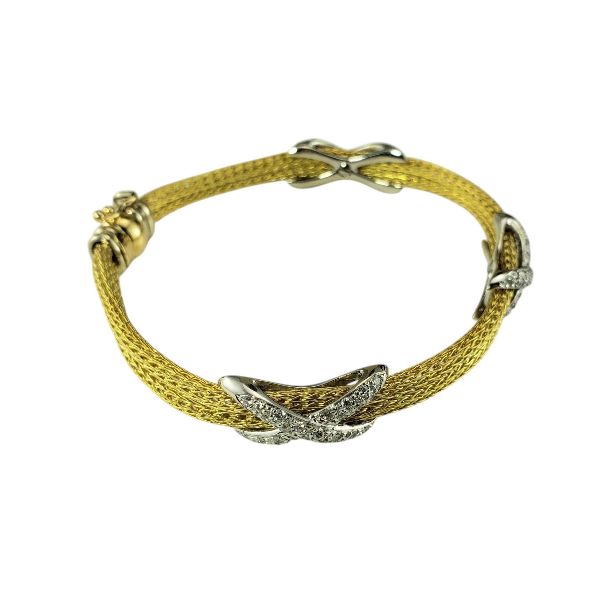 Brilliant Cut 18 Karat Yellow and White Gold Mesh Diamond 