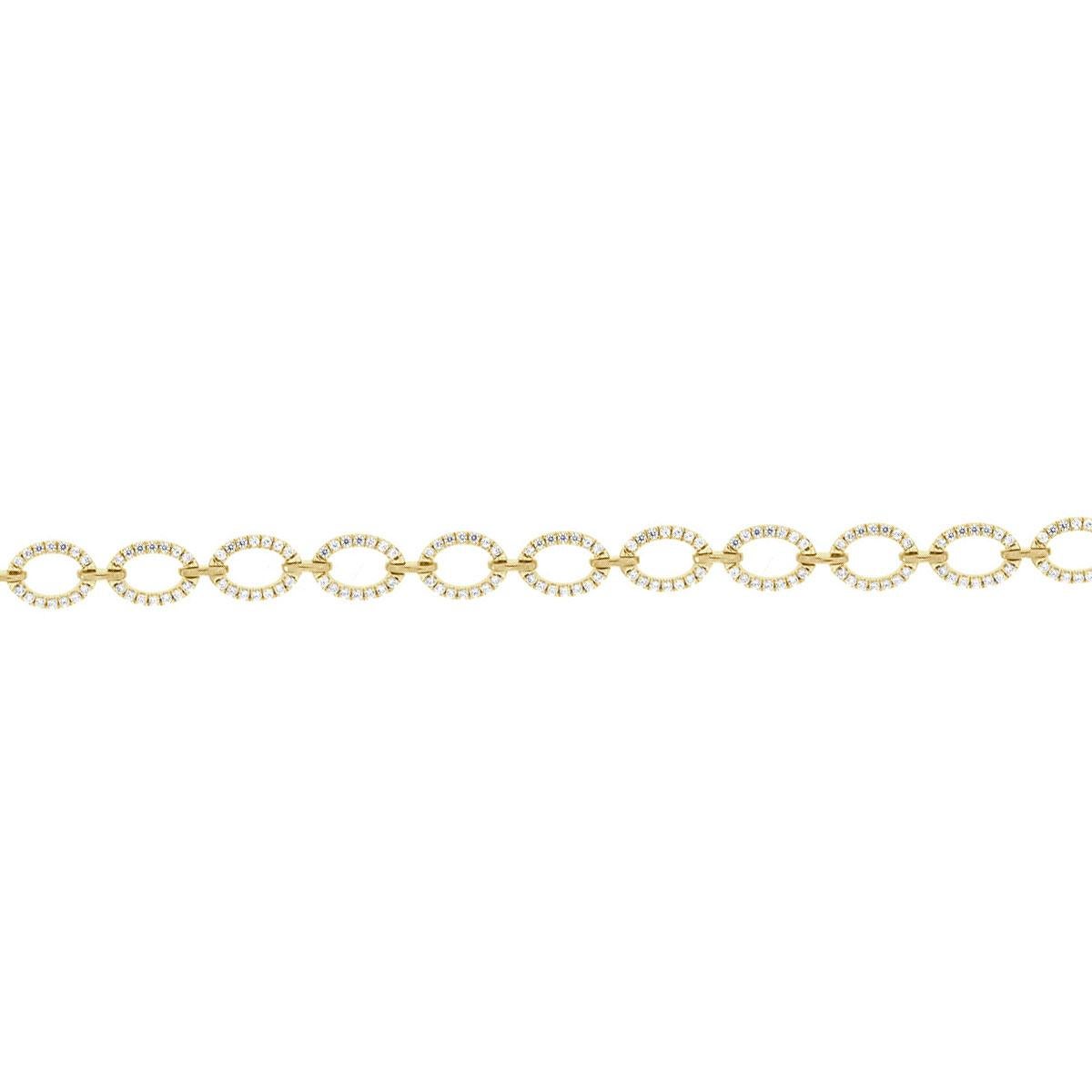 18 Karat Gelb- und Weißgold Ovalglieder-Diamantarmband '1 3/4 Karat' im Zustand „Neu“ im Angebot in San Francisco, CA