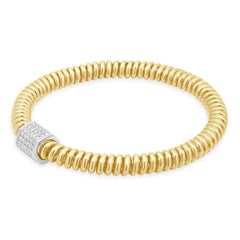 18 Karat Yellow and White Gold Pave Diamond Rondelle Station Coil Bracelet