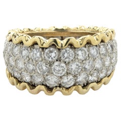 18 Karat Yellow and White Gold Pave Diamond Wave Cigar Band