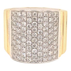 18 Karat Yellow and White Gold Pave' Ring with 1.01 Carat Diamonds