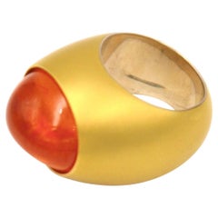 18 Karat Yellow and White Gold Ring Mandarin Quartz