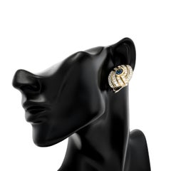 18 Karat Yellow and White Gold Sapphire and Diamond Earrings