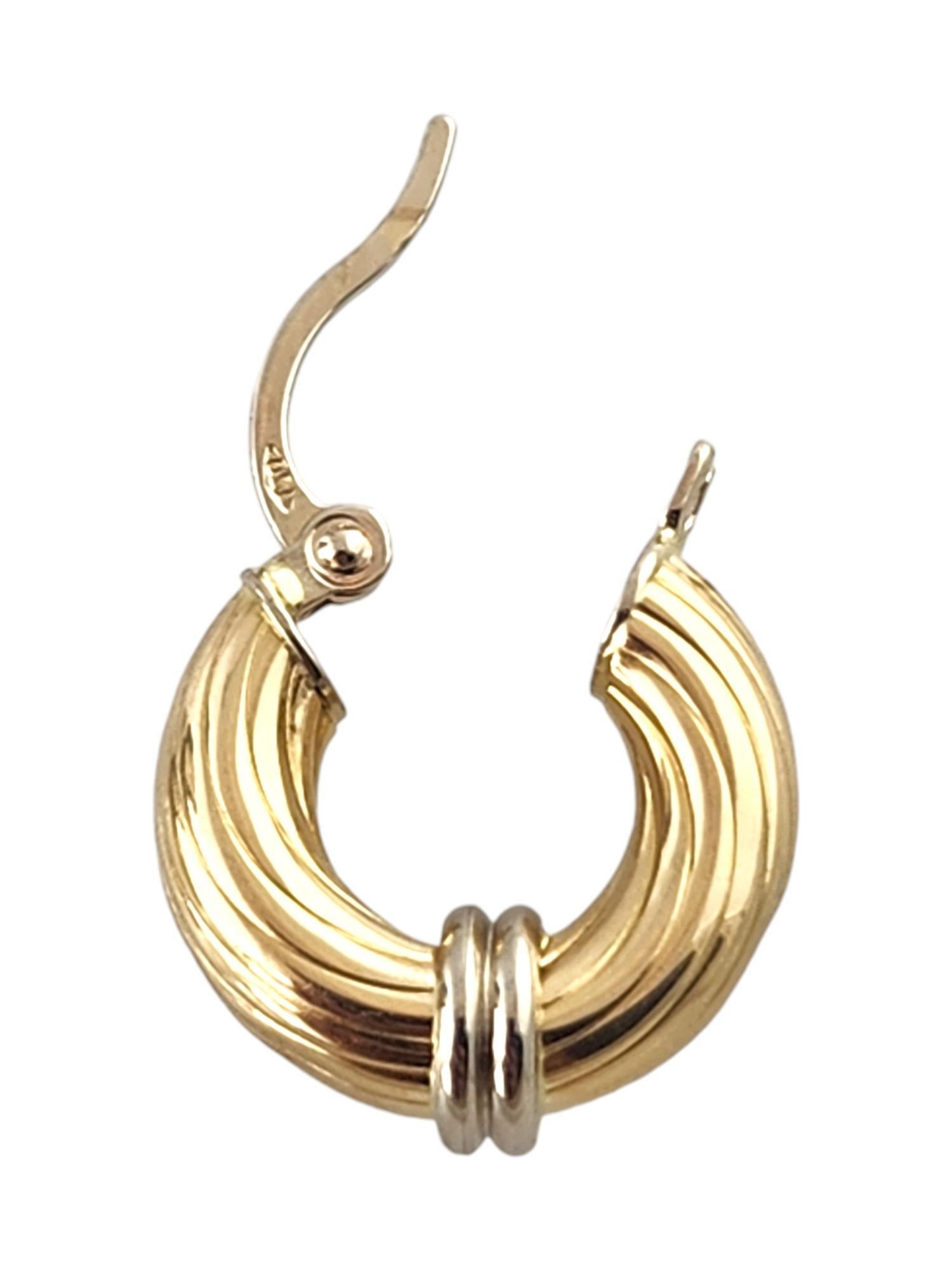 18 Karat Yellow and White Gold Small Hoop Earrings #18989 For Sale 2