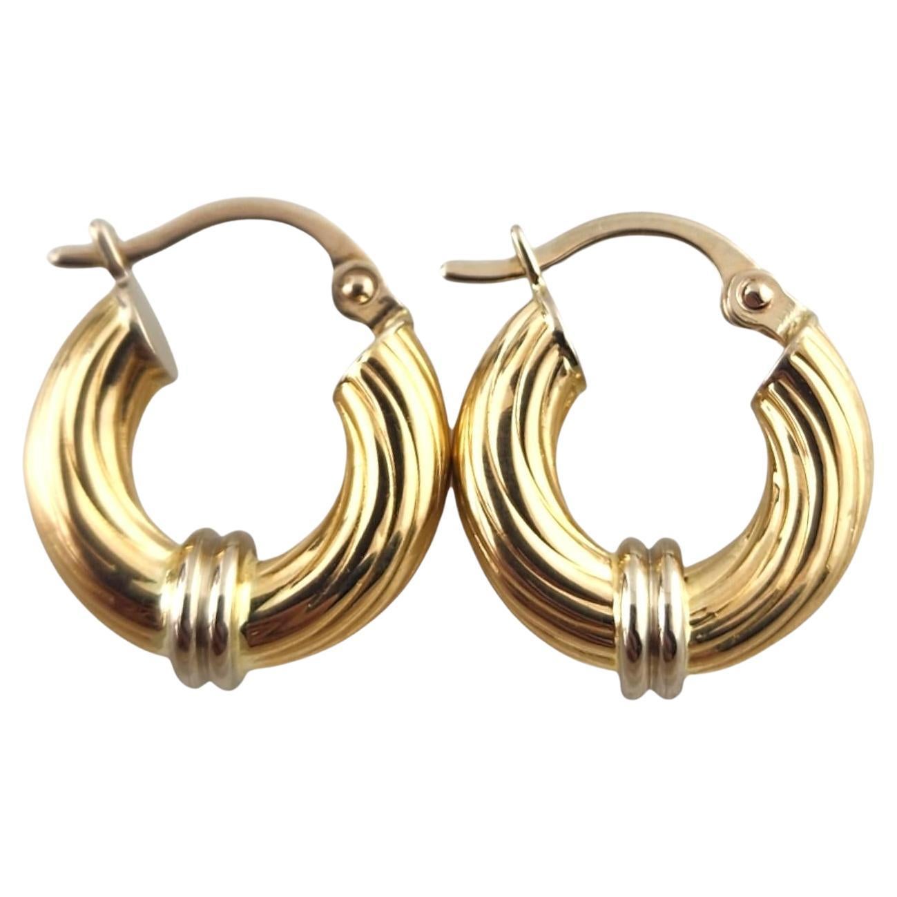 18 Karat Yellow and White Gold Small Hoop Earrings #18989