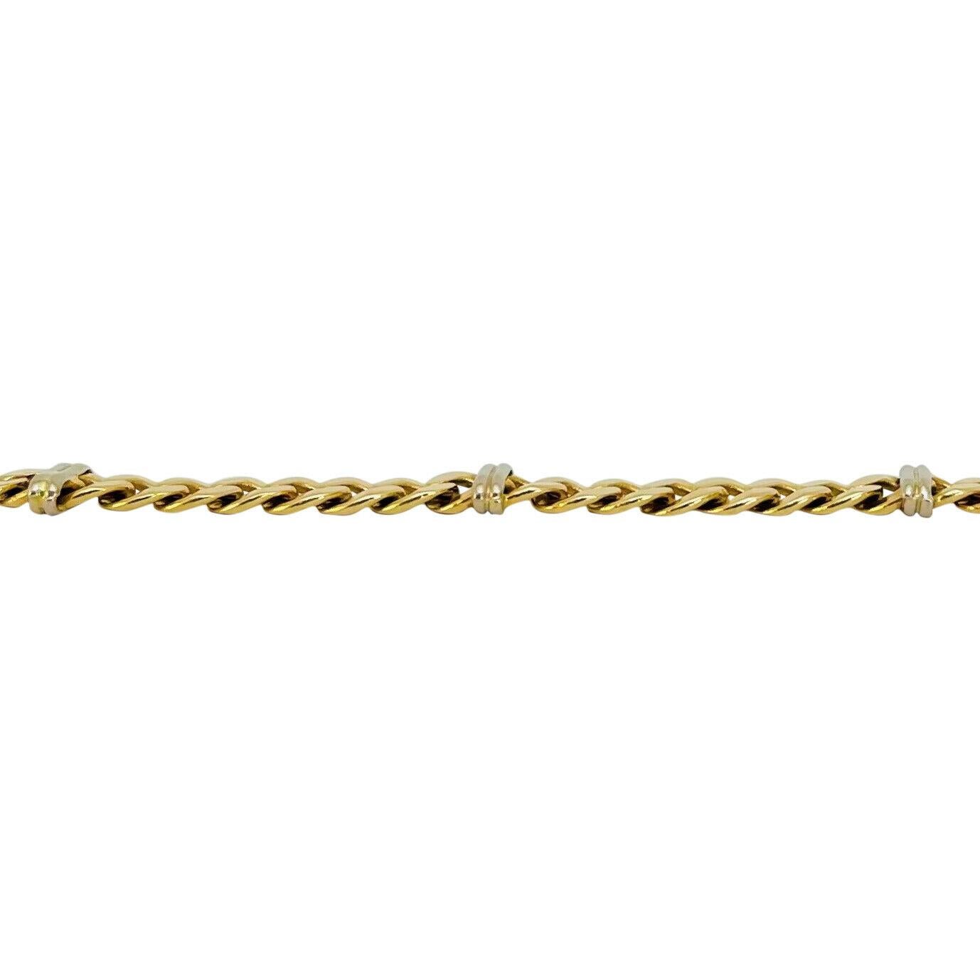 Women's or Men's 18 Karat Yellow and White Gold Two Tone Fancy Curb Link Bracelet Italy