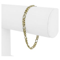 18 Karat Yellow and White Gold Two Tone Figaro Link Bracelet Italy