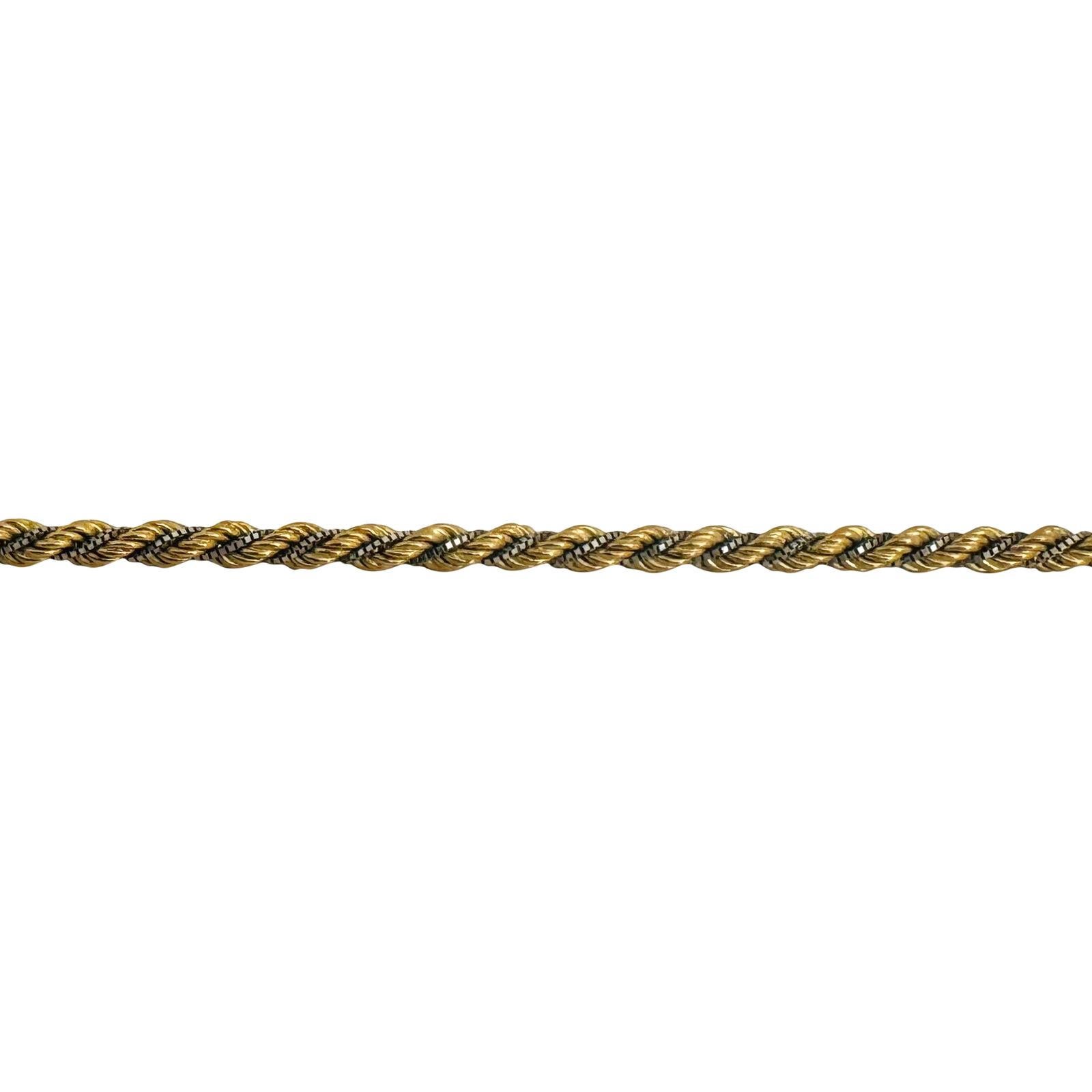 Women's or Men's 18 Karat Yellow and White Gold Two Tone Twisted Rope Necklace Italy 