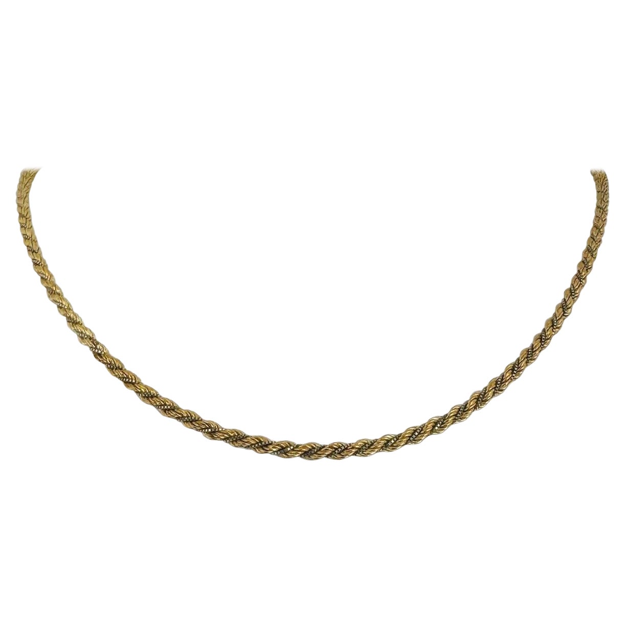 18 Karat Gelb- und Weißgold, zweifarbig, gedrehtes Seil, Halskette Italien