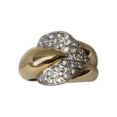  0.46 Carat Diamonds Ring on 18 Karat Yellow and White Gold