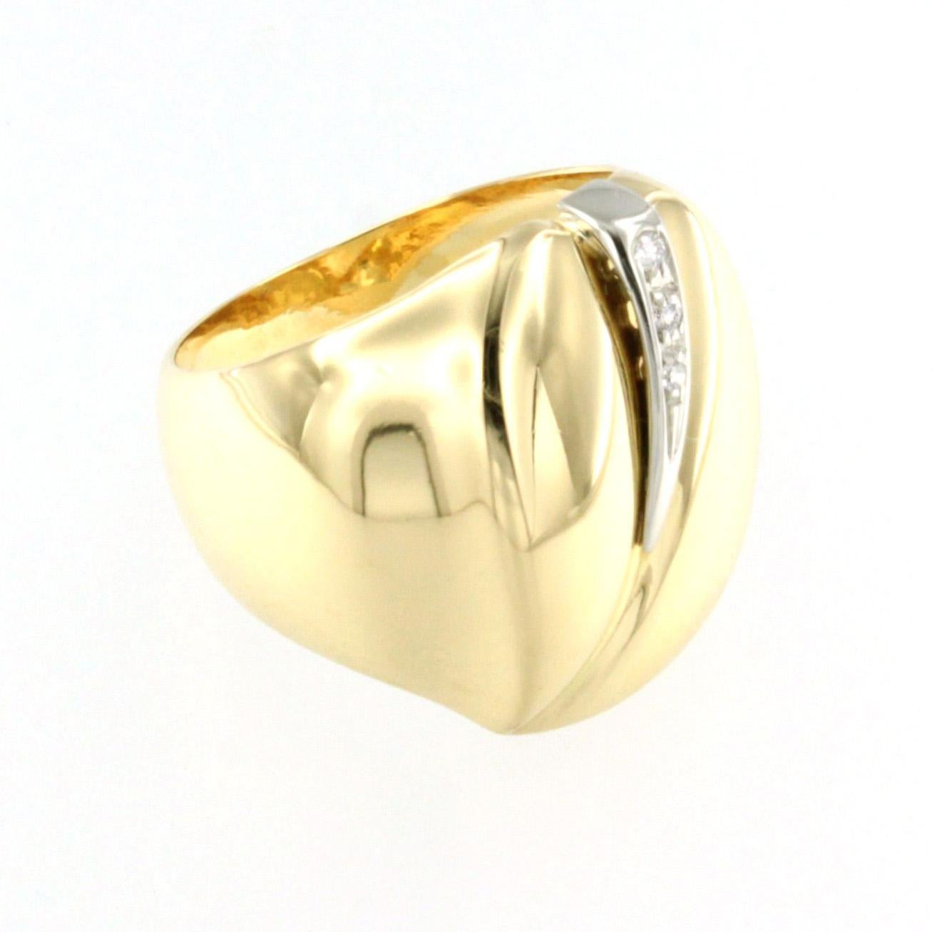 Modern 18 Karat Yellow and White Gold with White Diamonds Ring For Sale