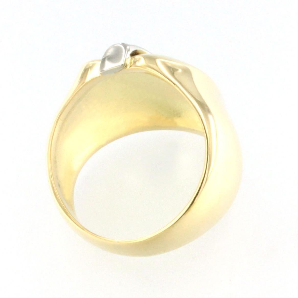 Brilliant Cut 18 Karat Yellow and White Gold with White Diamonds Ring For Sale