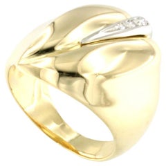 18 Karat Yellow and White Gold with White Diamonds Ring