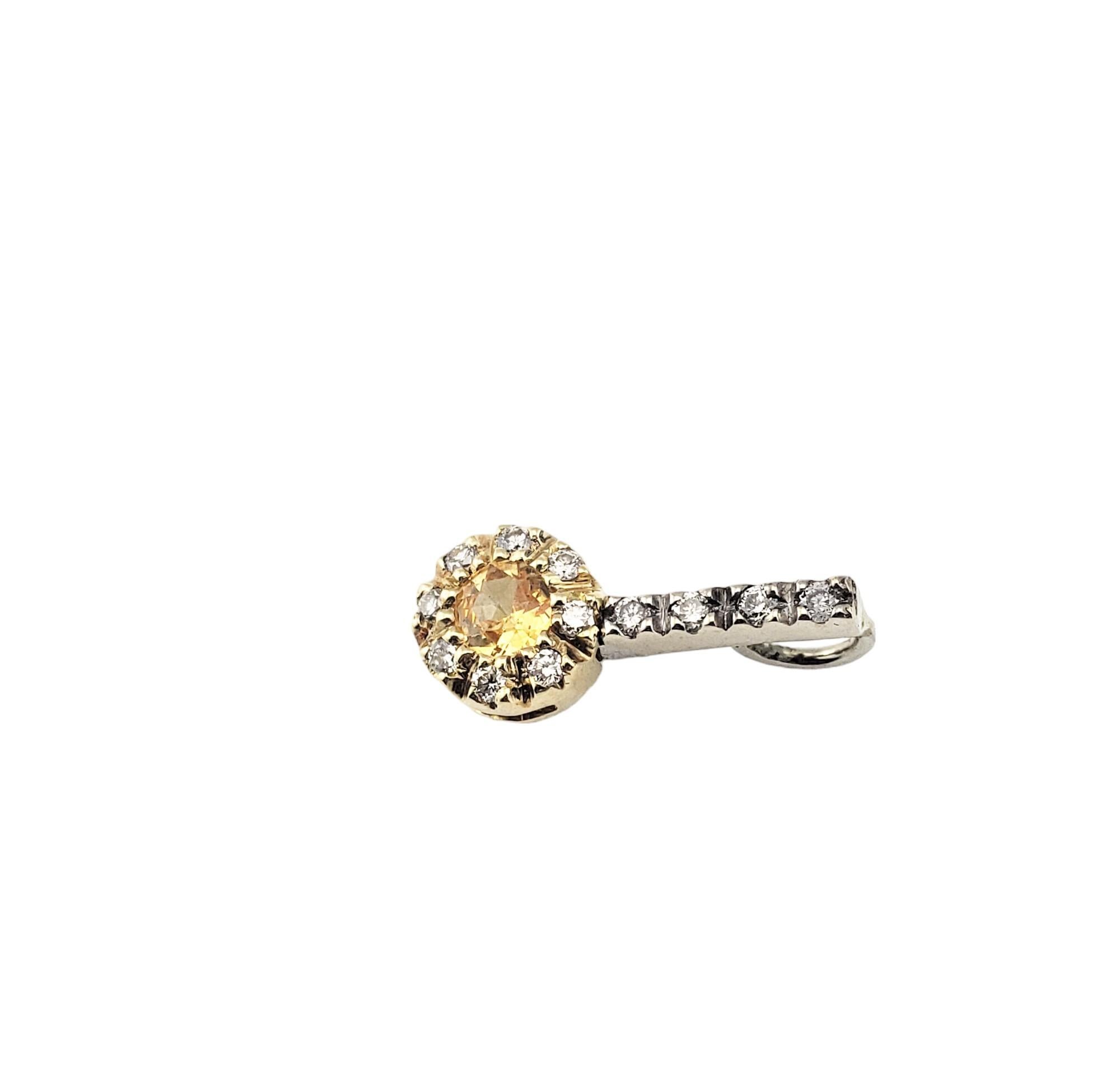 18 Karat Yellow and White Gold Yellow Sapphire and Diamond Pendant In Good Condition For Sale In Washington Depot, CT