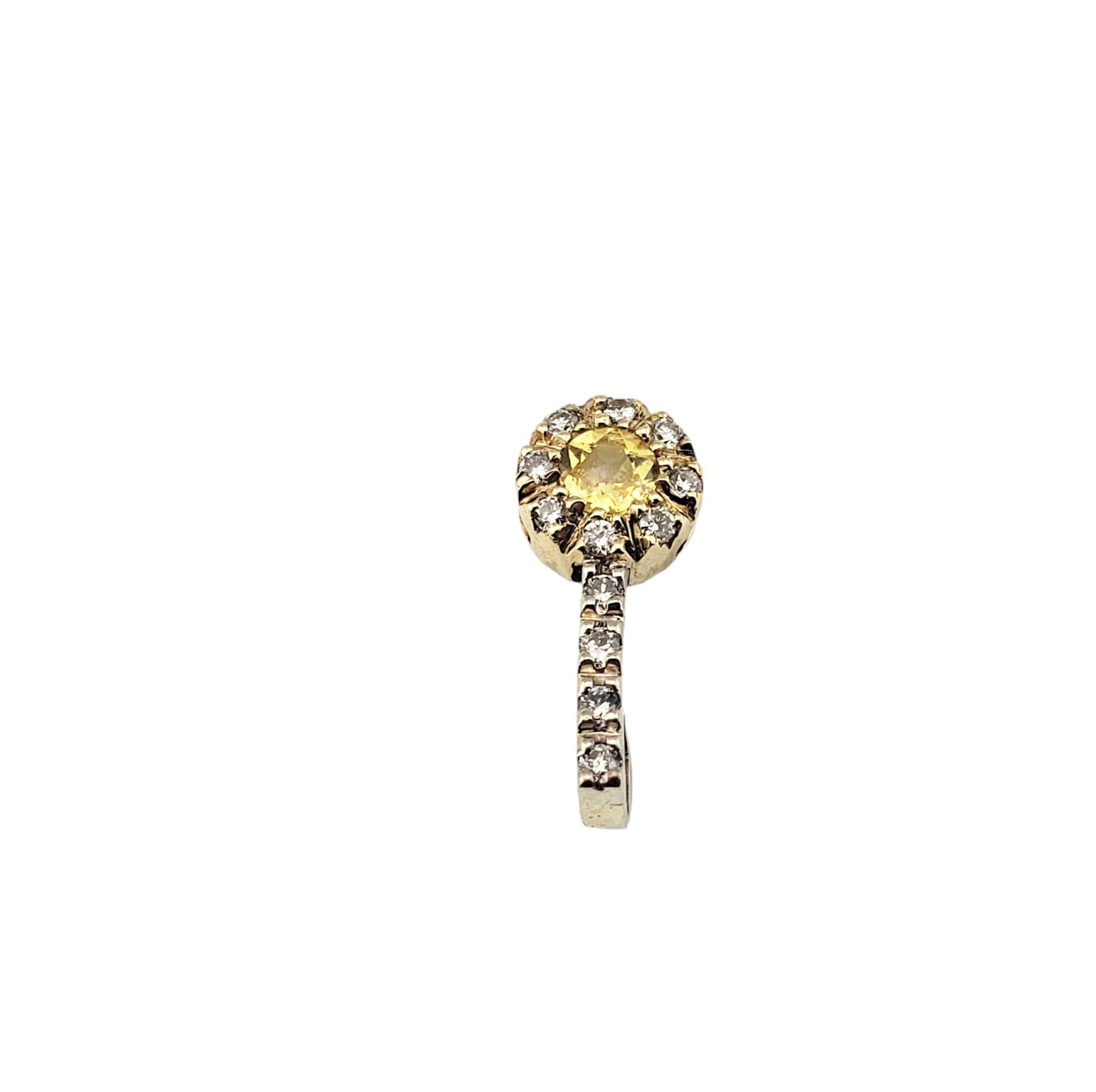 Women's or Men's 18 Karat Yellow and White Gold Yellow Sapphire and Diamond Pendant For Sale