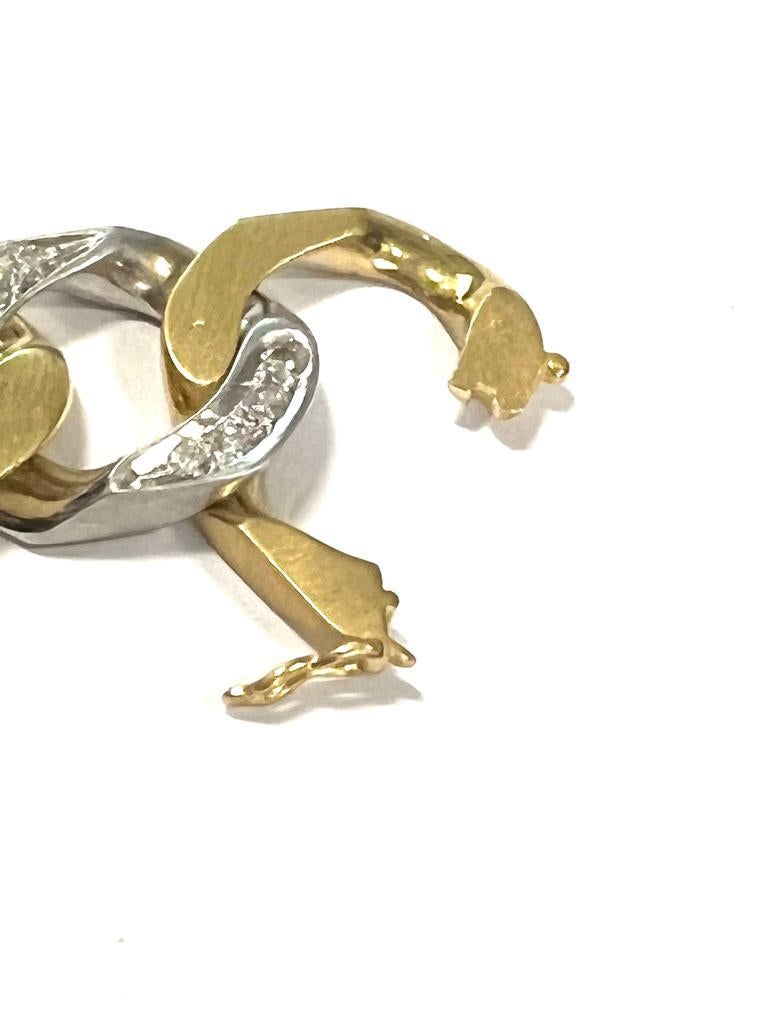 Bracelet massif en or jaune et blanc 18 carats avec diamants en vente 2