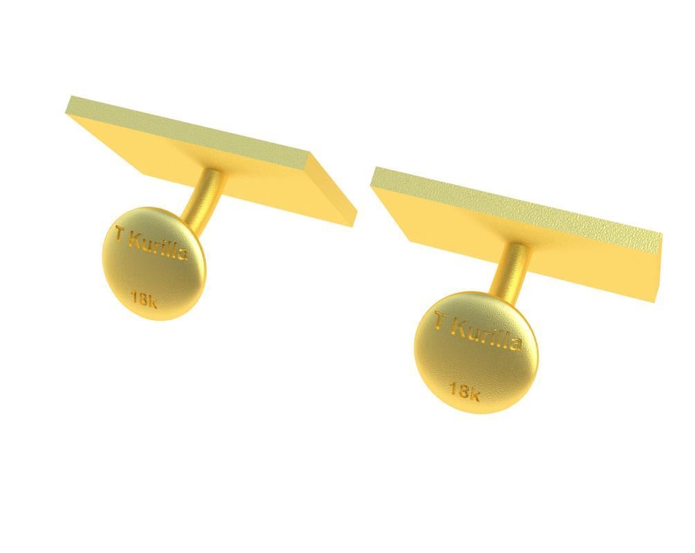 18 Karat Yellow Angled Rectangle Cufflinks 1