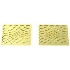 Boutons de manchette rectangulaires angulaires jaune 18 carats