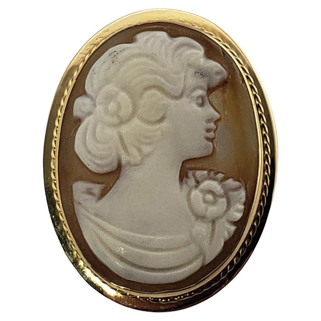 18 Karat Yellow Cameo Brooch/Pendant #12682 For Sale