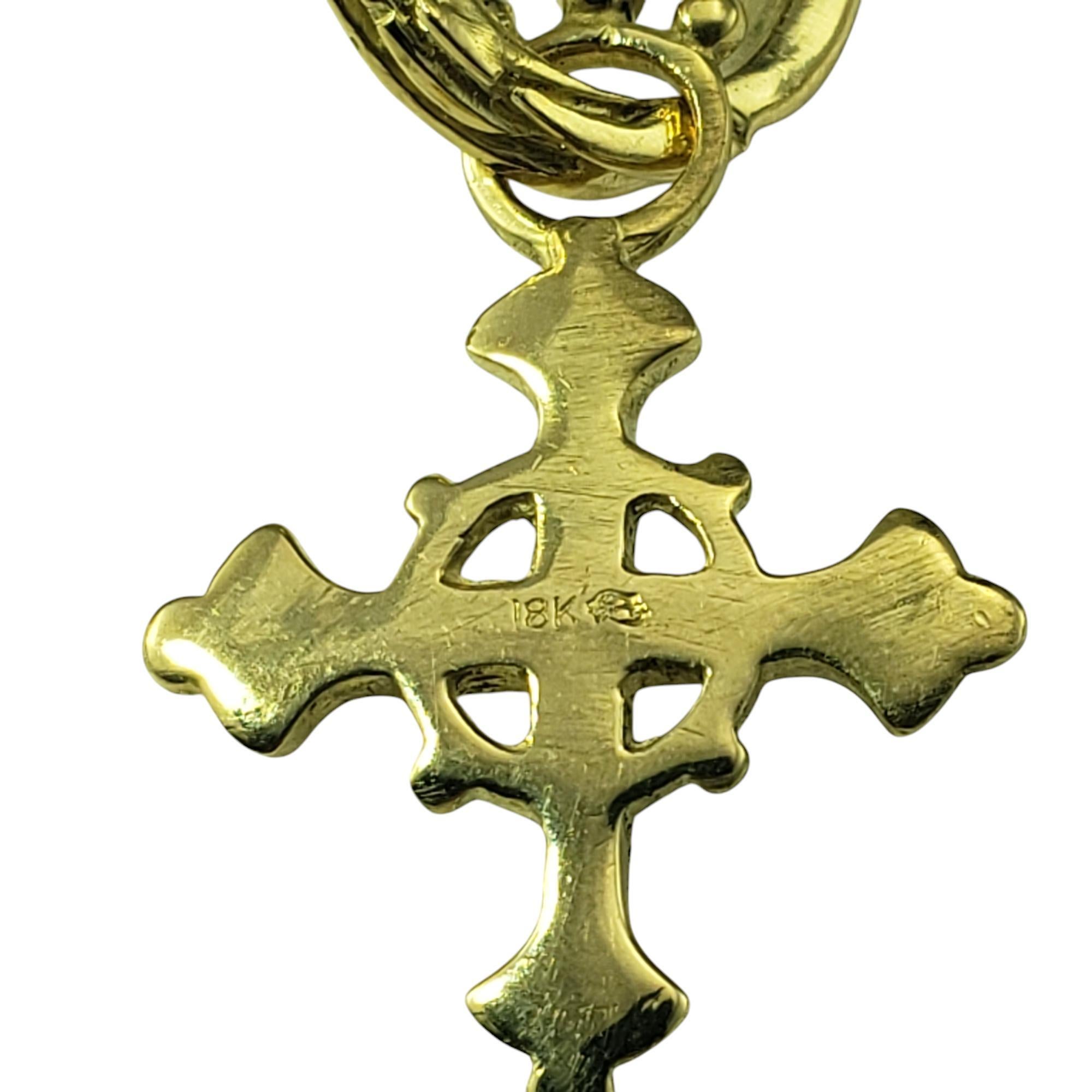 18 Karat Yellow Cross Charm Dangle Hoop Earrings #20549 In Good Condition For Sale In Washington Depot, CT