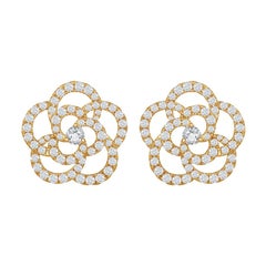 18 Karat Gelbe Blumenohrringe 2 Karat