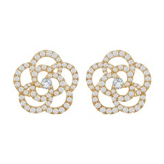 Boucles d'oreilles en or jaune 18 carats et diamants de 2 carats