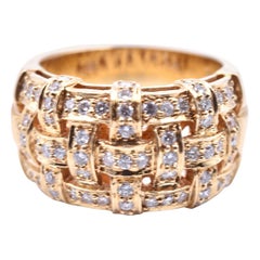 18 Karat Yellow Diamond “Weave” Style Cigar Band