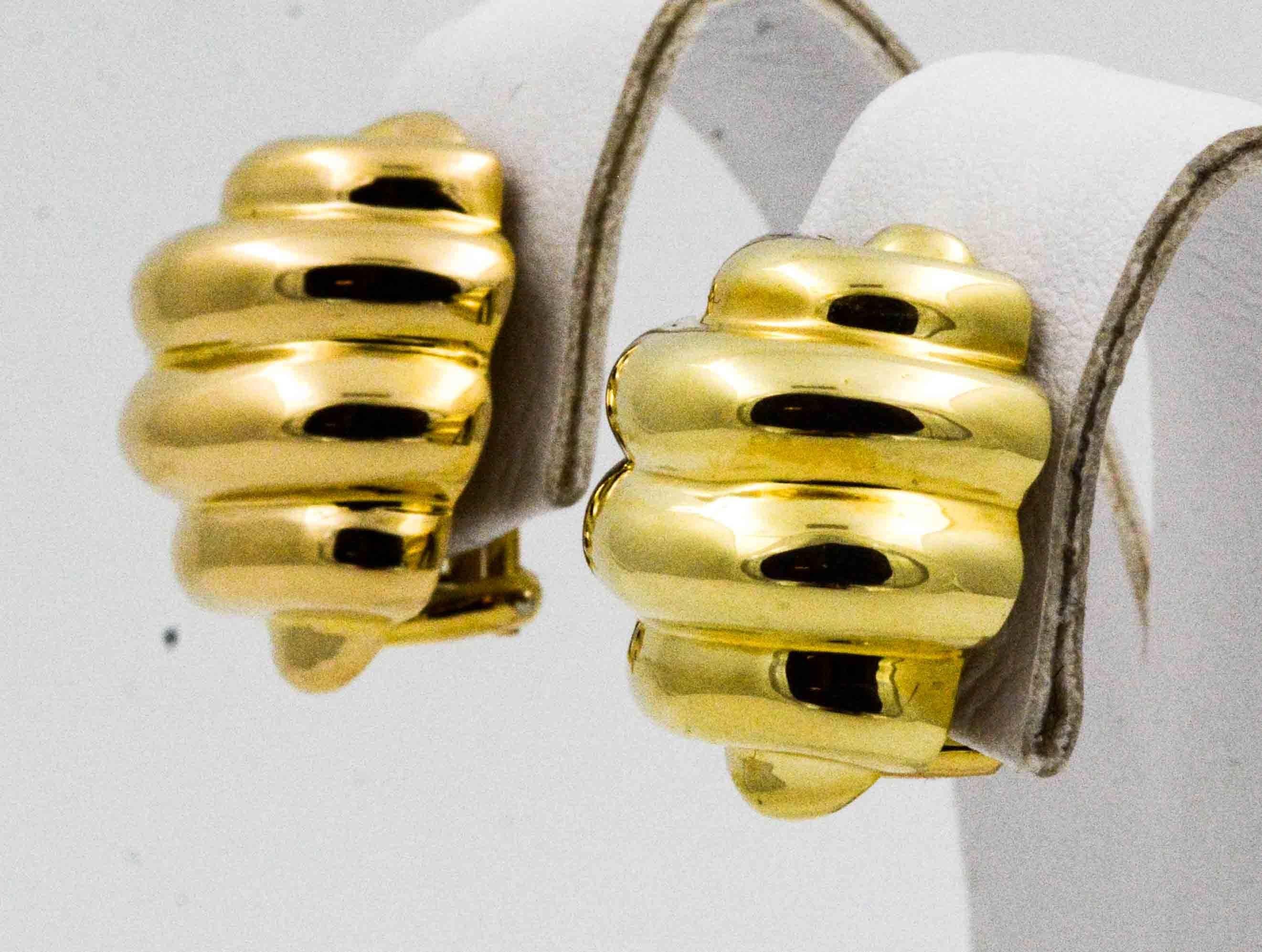 14 Karat Yellow Domed Earrings  1