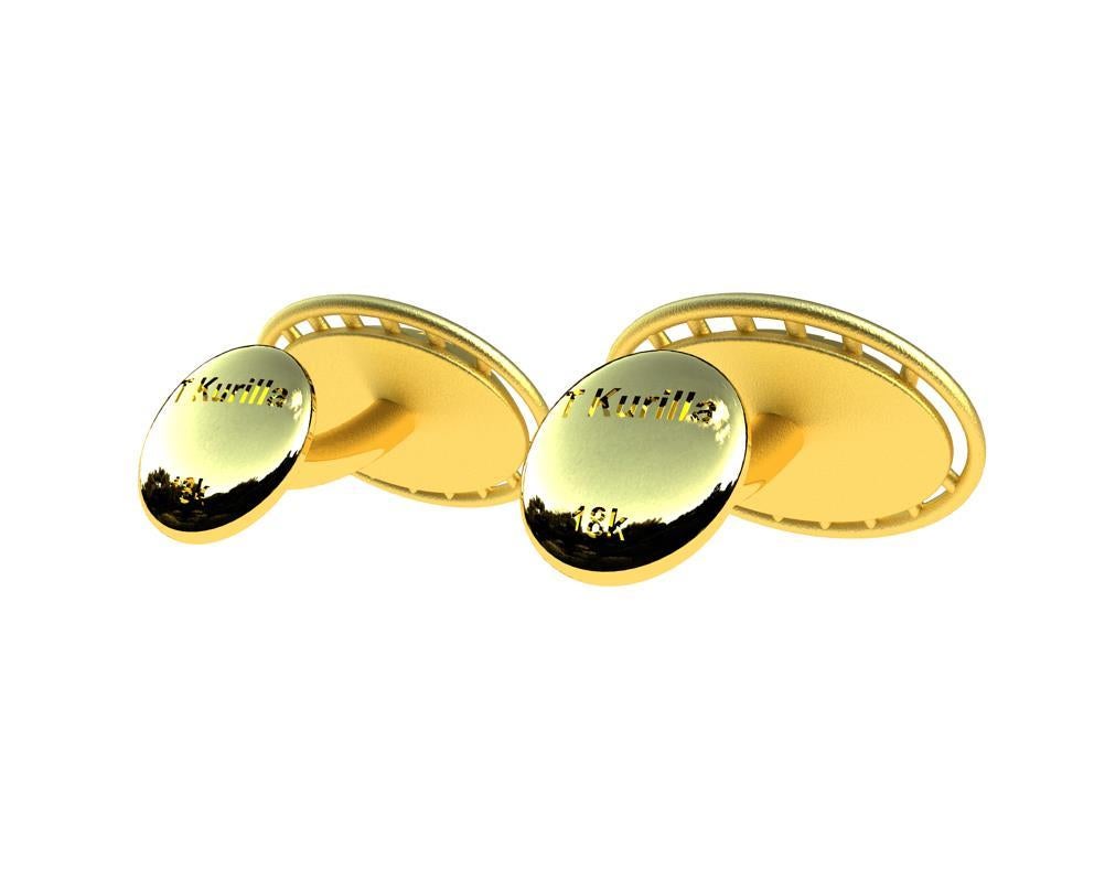 18 Karat Yellow Domed Star Cufflinks In New Condition For Sale In New York, NY