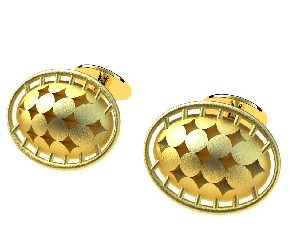 18 Karat Yellow Domed Star Cufflinks For Sale 1