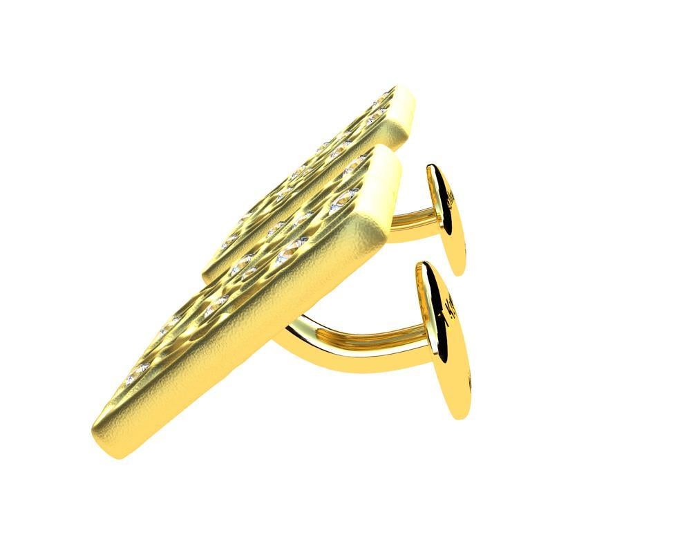 Round Cut 18 Karat Yellow GIA Diamond Cufflinks For Sale