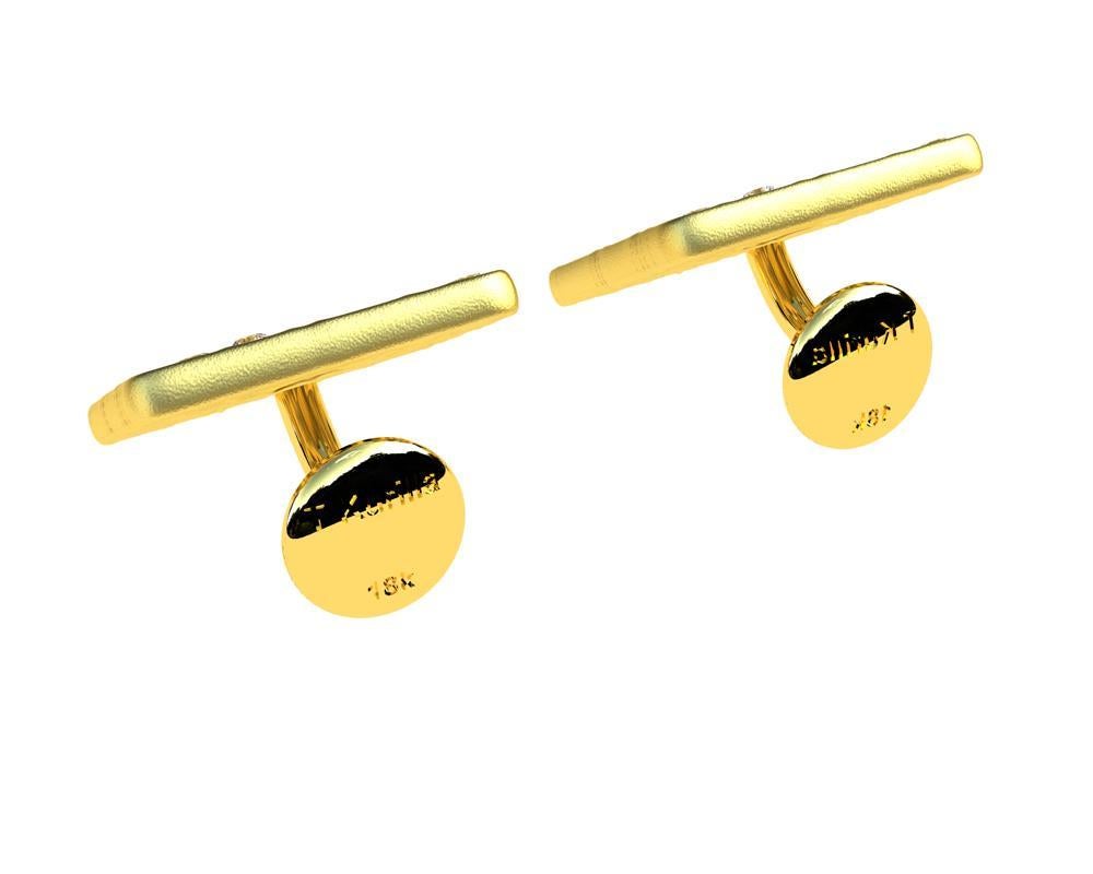18 Karat Yellow GIA Diamond Cufflinks In New Condition For Sale In New York, NY