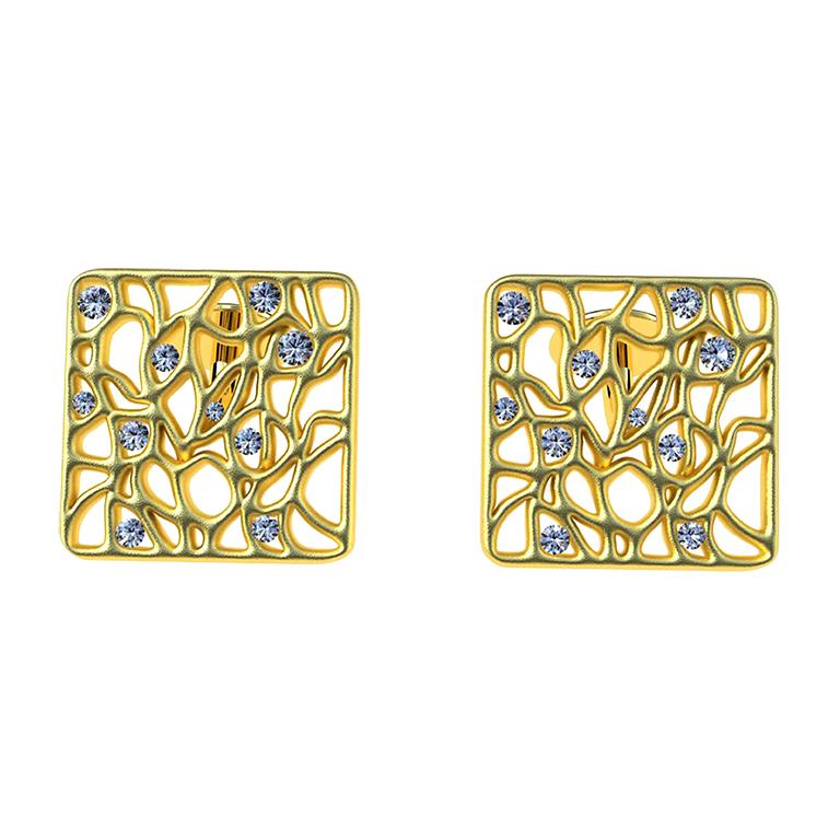 18 Karat Yellow GIA Diamond Cufflinks