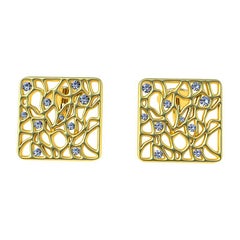 Boutons de manchette en or jaune 18 carats et diamants certifiés GIA