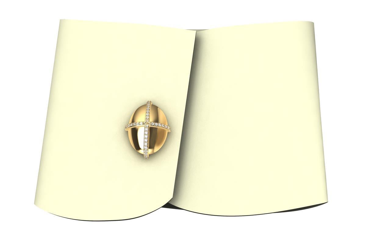 Taille ronde Boutons de manchette en forme de dôme en diamant jaune 18 carats en vente