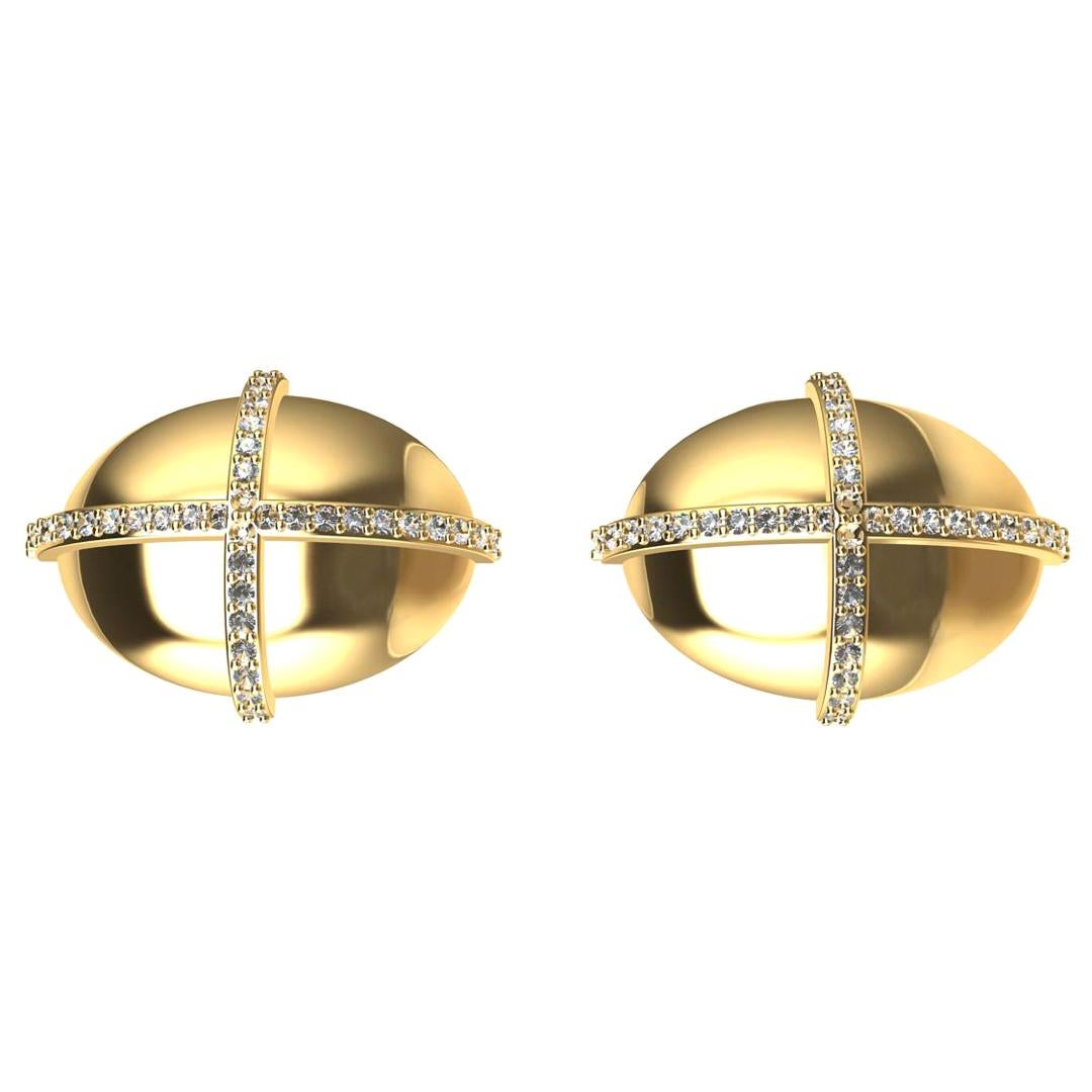 18 Karat Yellow Diamond Dome Cross Cufflinks