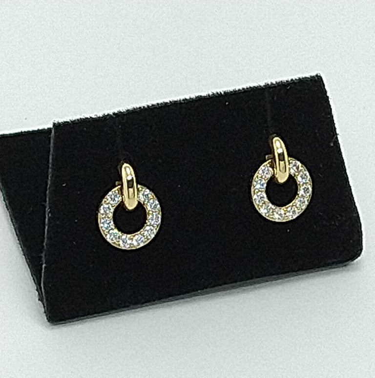 Contemporary 18 Karat Yellow GIA Diamond Hoop Dangle Earrings For Sale