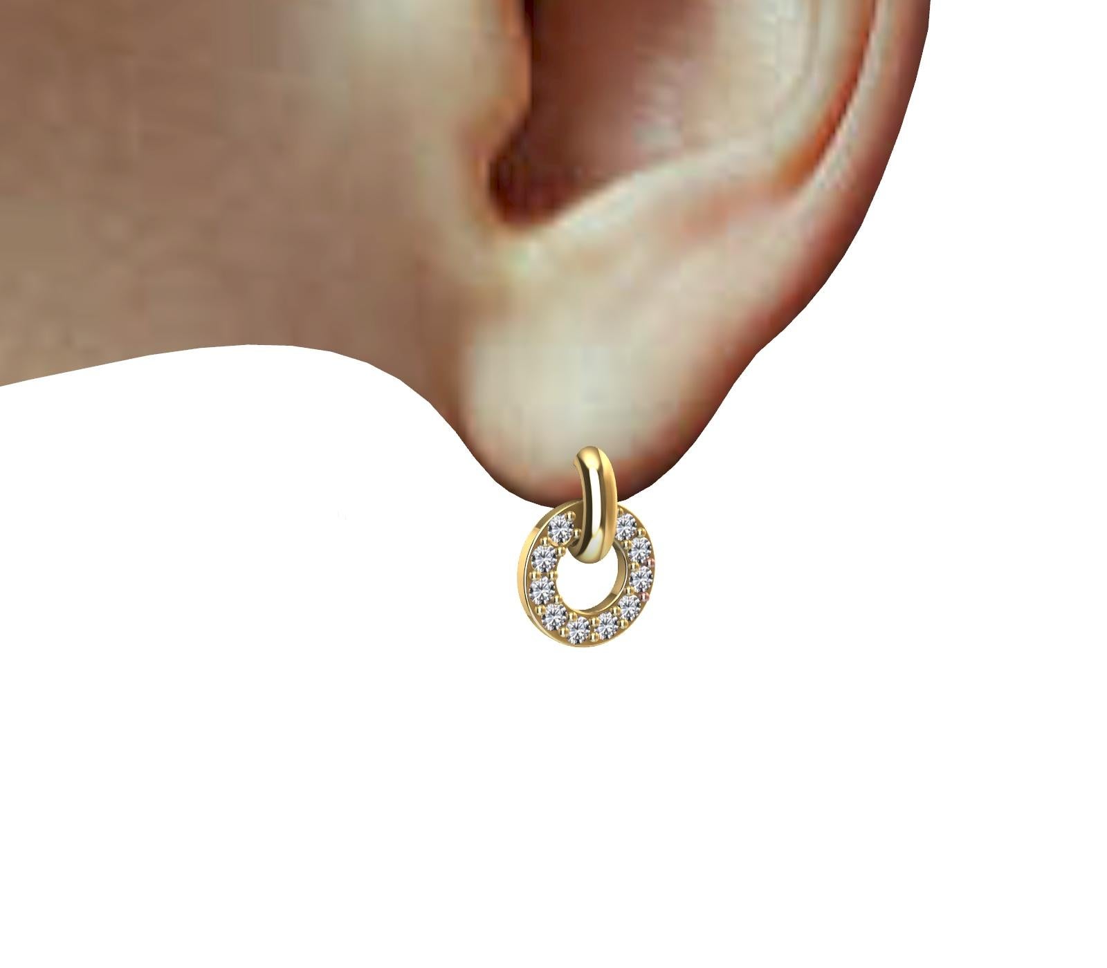 18 Karat Yellow GIA Diamond Hoop Dangle Earrings For Sale 2