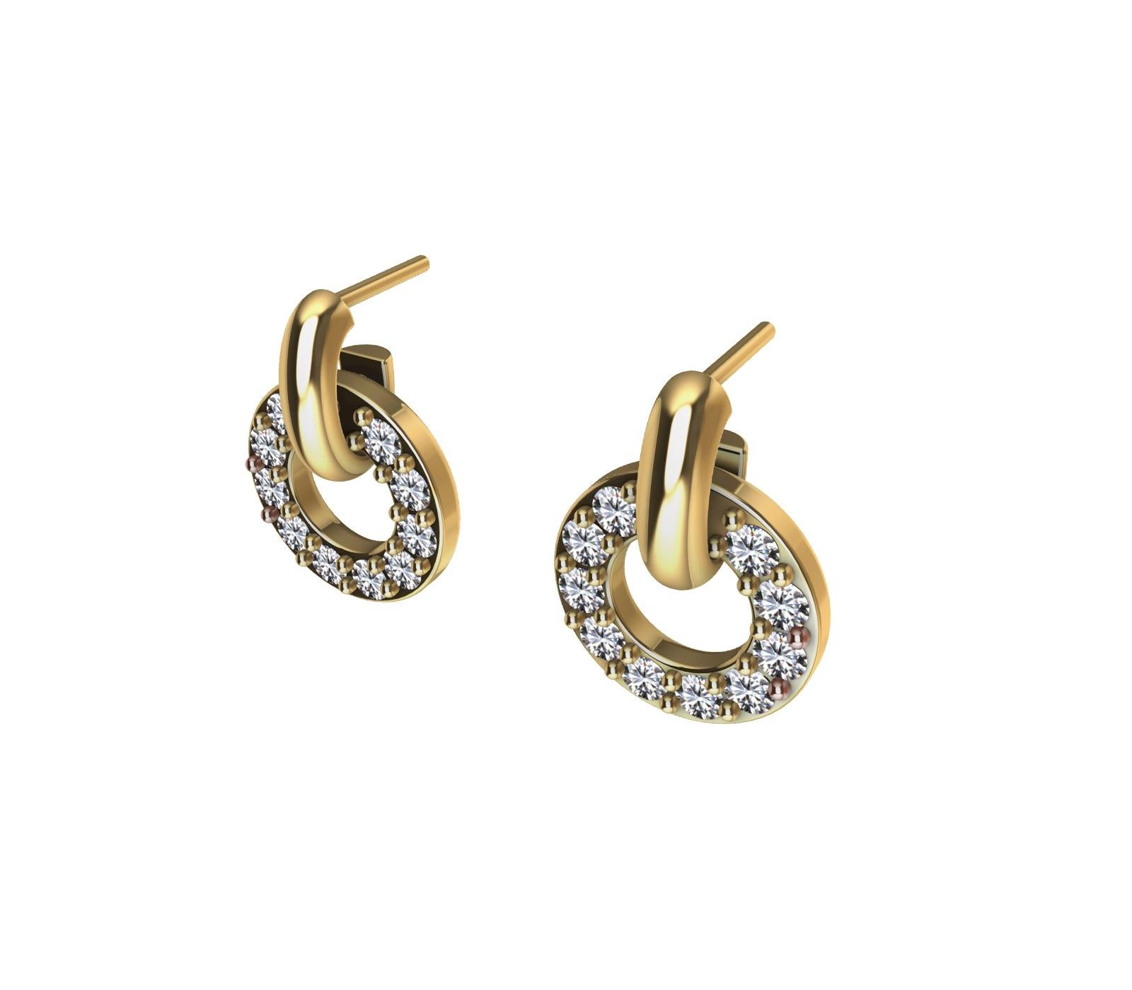 Women's 18 Karat Yellow GIA Diamond Hoop Dangle Earrings For Sale