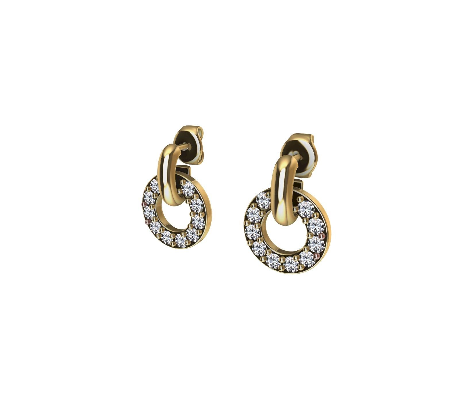 18 Karat Yellow GIA Diamond Hoop Dangle Earrings For Sale 3