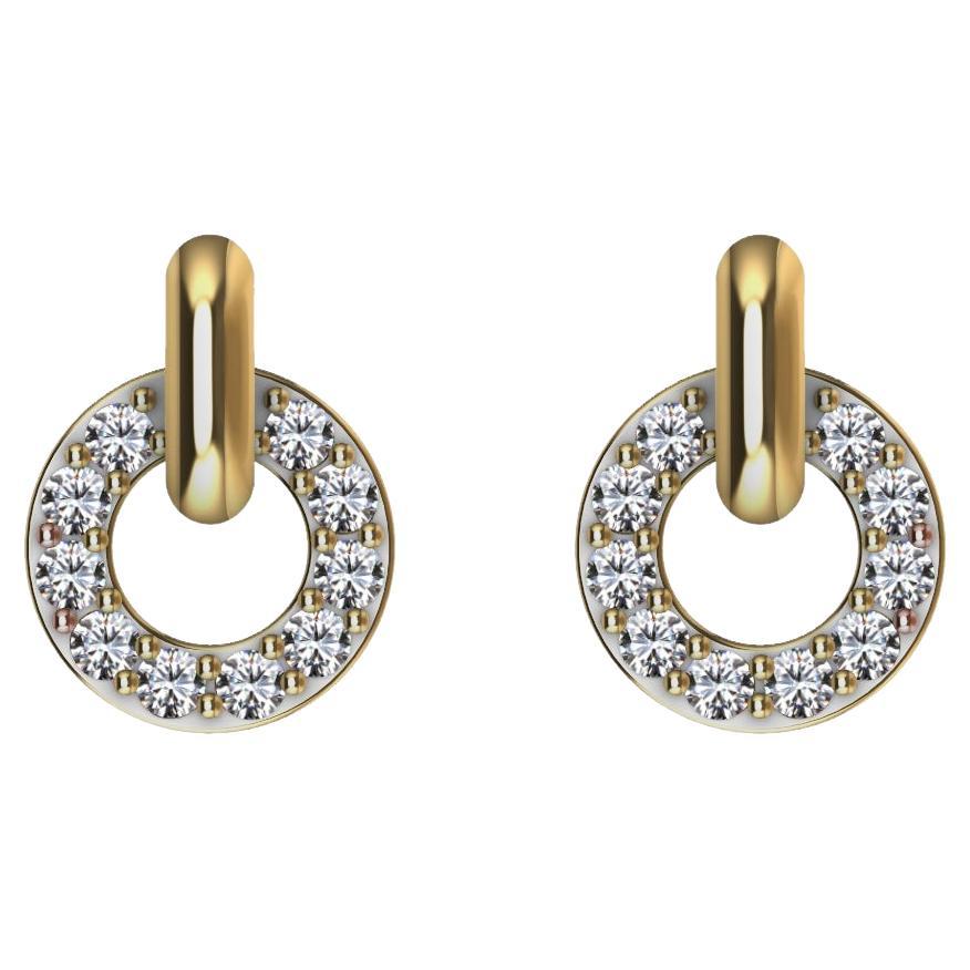 18 Karat Yellow GIA Diamond Hoop Dangle Earrings